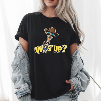 Funny Was'up? Giraffe T-Shirt - Humorous Animal Lover Tee, Cute Cartoon Graphic, Unisex Casual Shirt