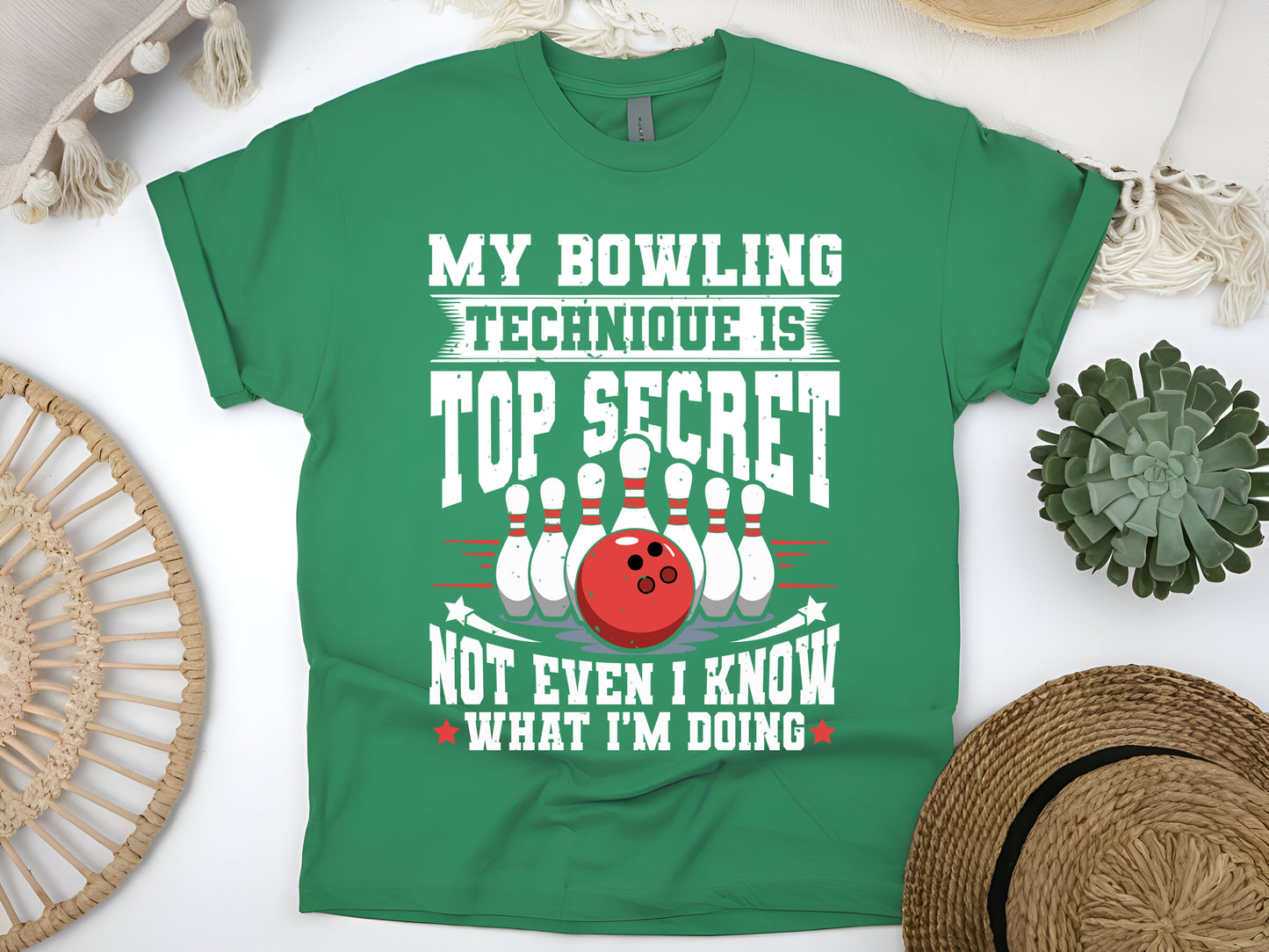 My Bowling Technique Is Top Secret Funny Bowling T-Shirt for League Players & Bowlers