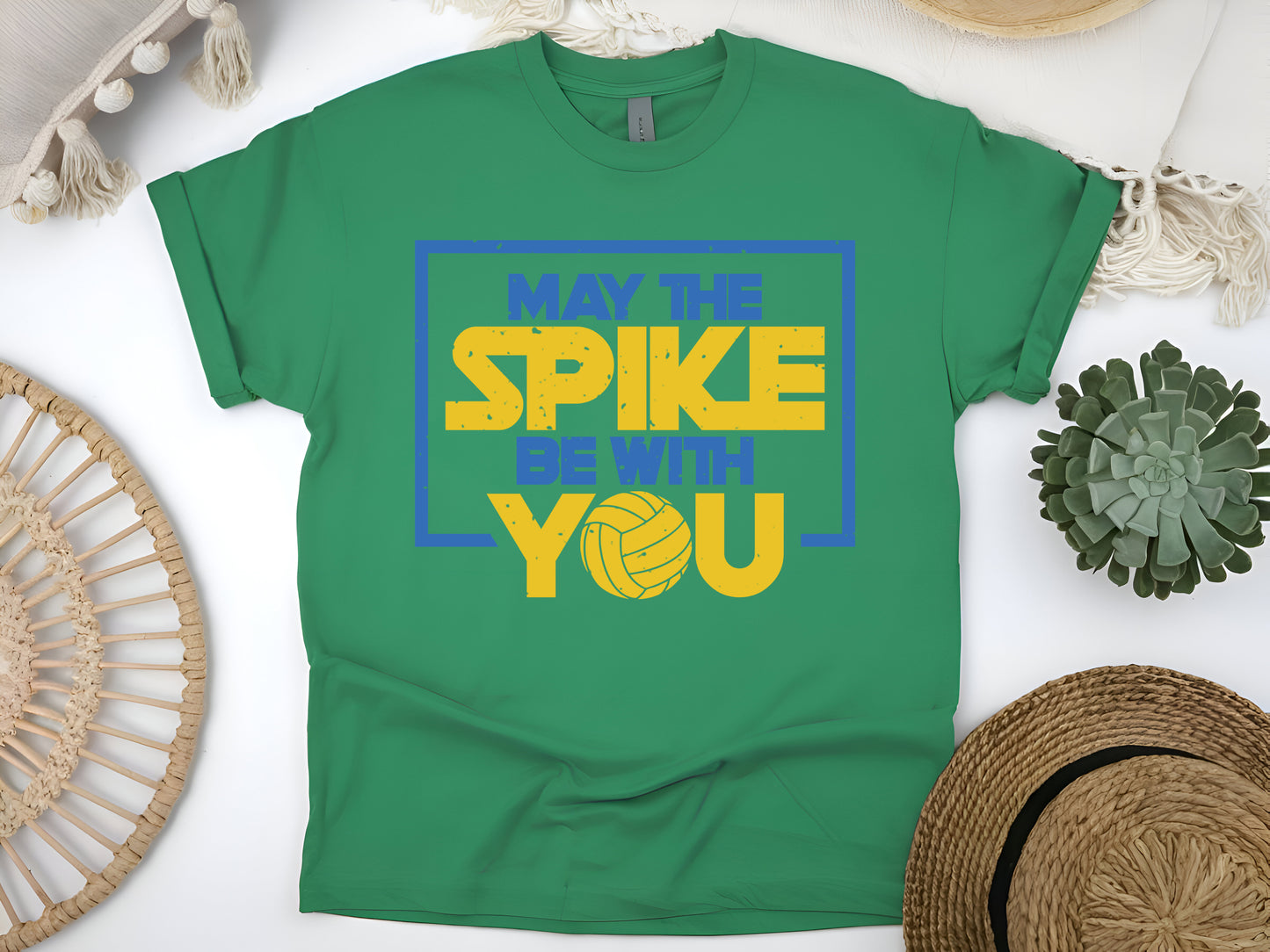 Volleyball - May the Spike Be With You T-Shirt - Funny Volleyball Tee, Athlete Gift, Unisex Casual Shirt