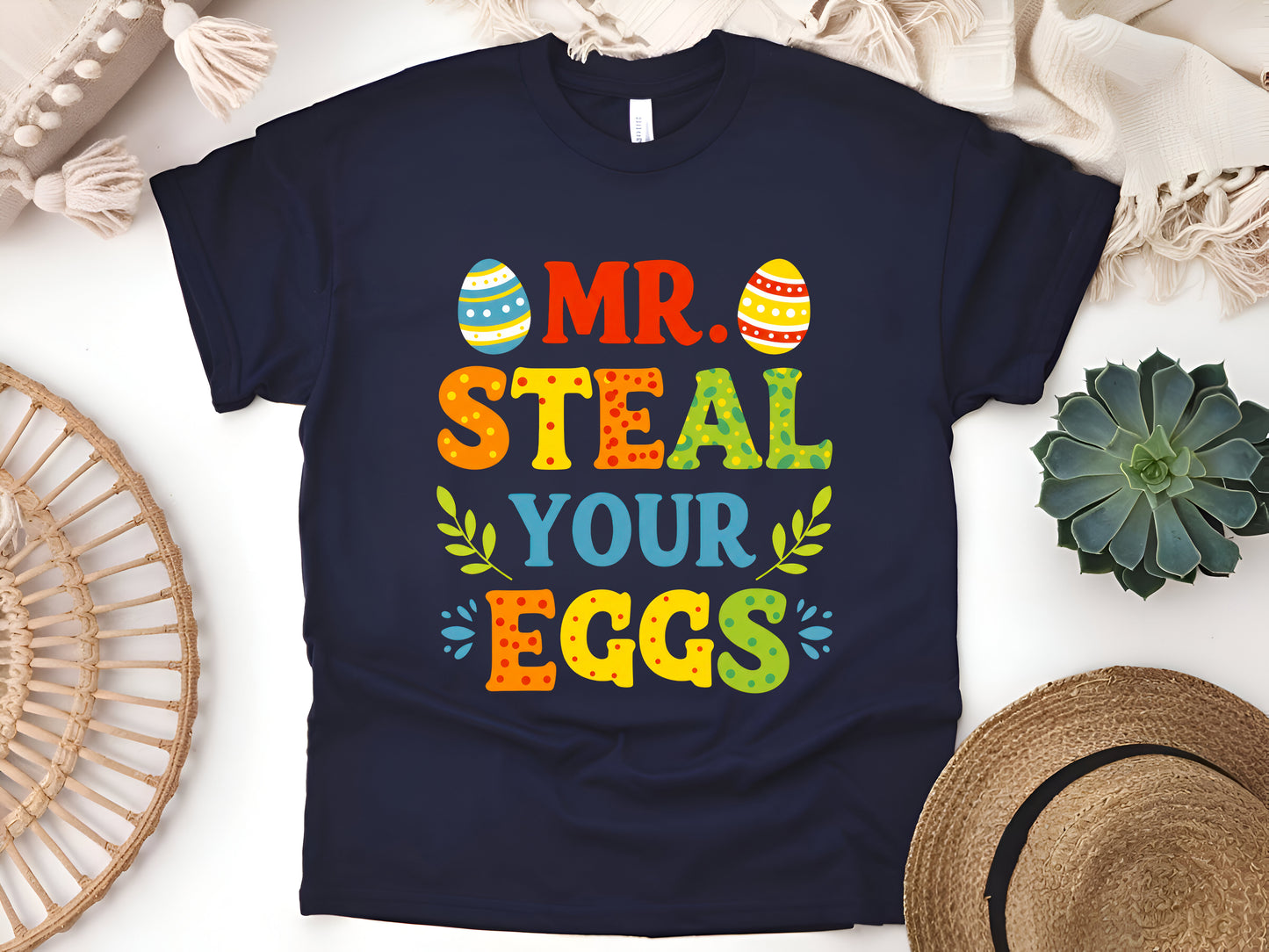 Mr. Steal Your Eggs Funny Easter Bunny T-Shirt, Cute Rabbit Easter Egg Hunt Shirt, Spring Holiday Tee for Kids and Adults, Easter Gift