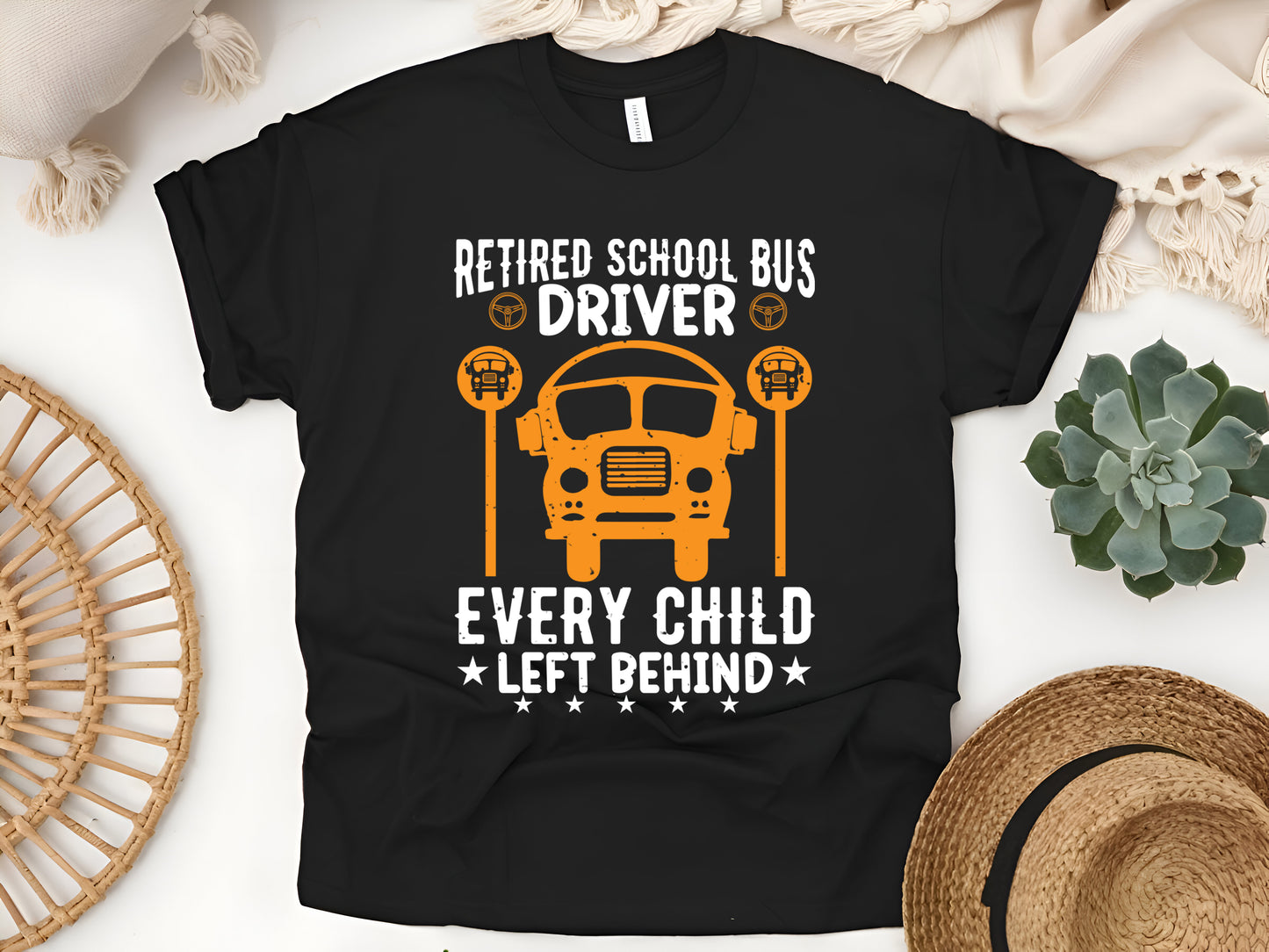 Retired School Bus Driver Every Child Left Behind T-Shirt - Funny Bus Driver Retirement Tee