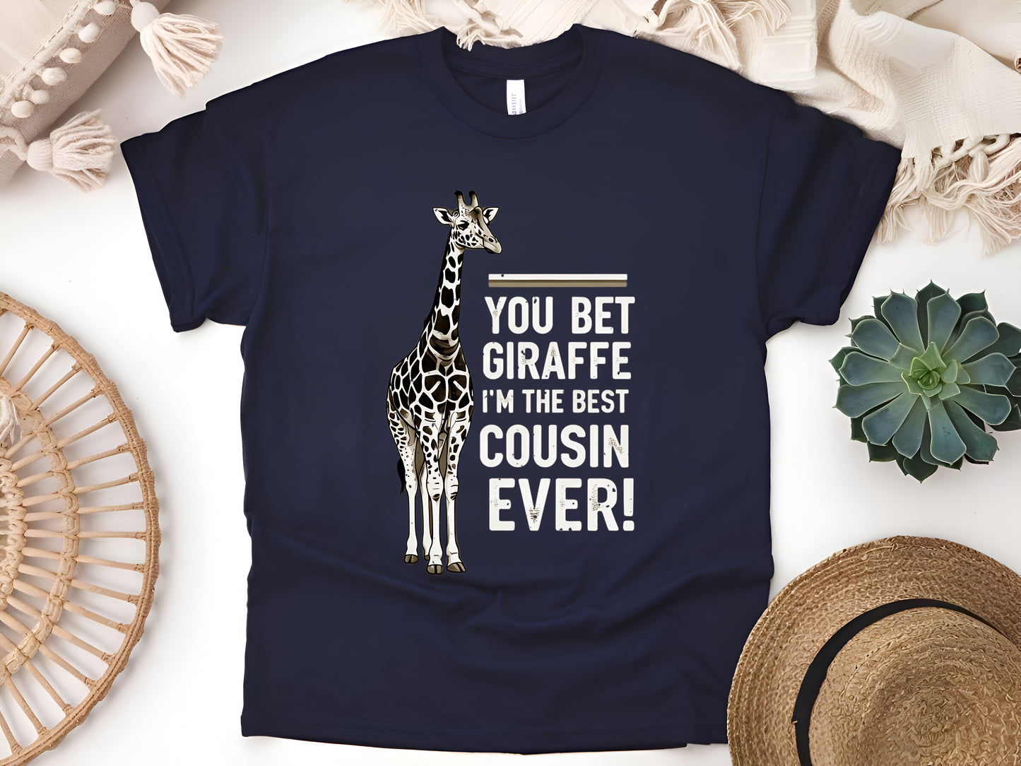 You Bet Giraffe I’m the Best Cousin Ever T-Shirt - Funny Family Tee, Cute Animal Lover Gift