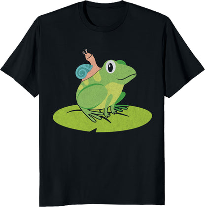 Snail Riding Turtle and Frog Unisex Tee - Funny Slow Life Animal Shirt