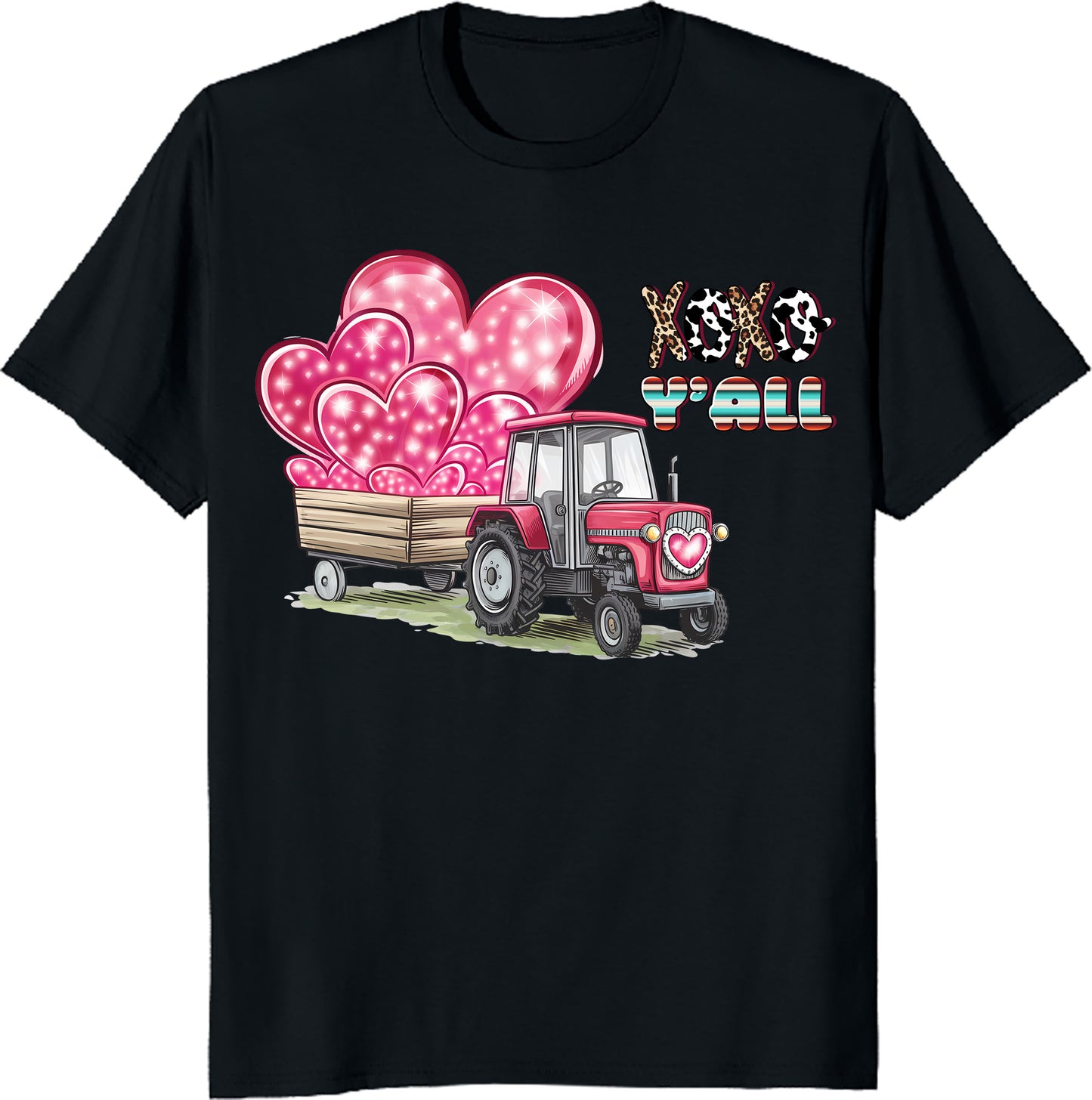 Heart Balloon Tractor Unisex Heavy Cotton Tee - Perfect for Valentine's Day and Farm Lovers