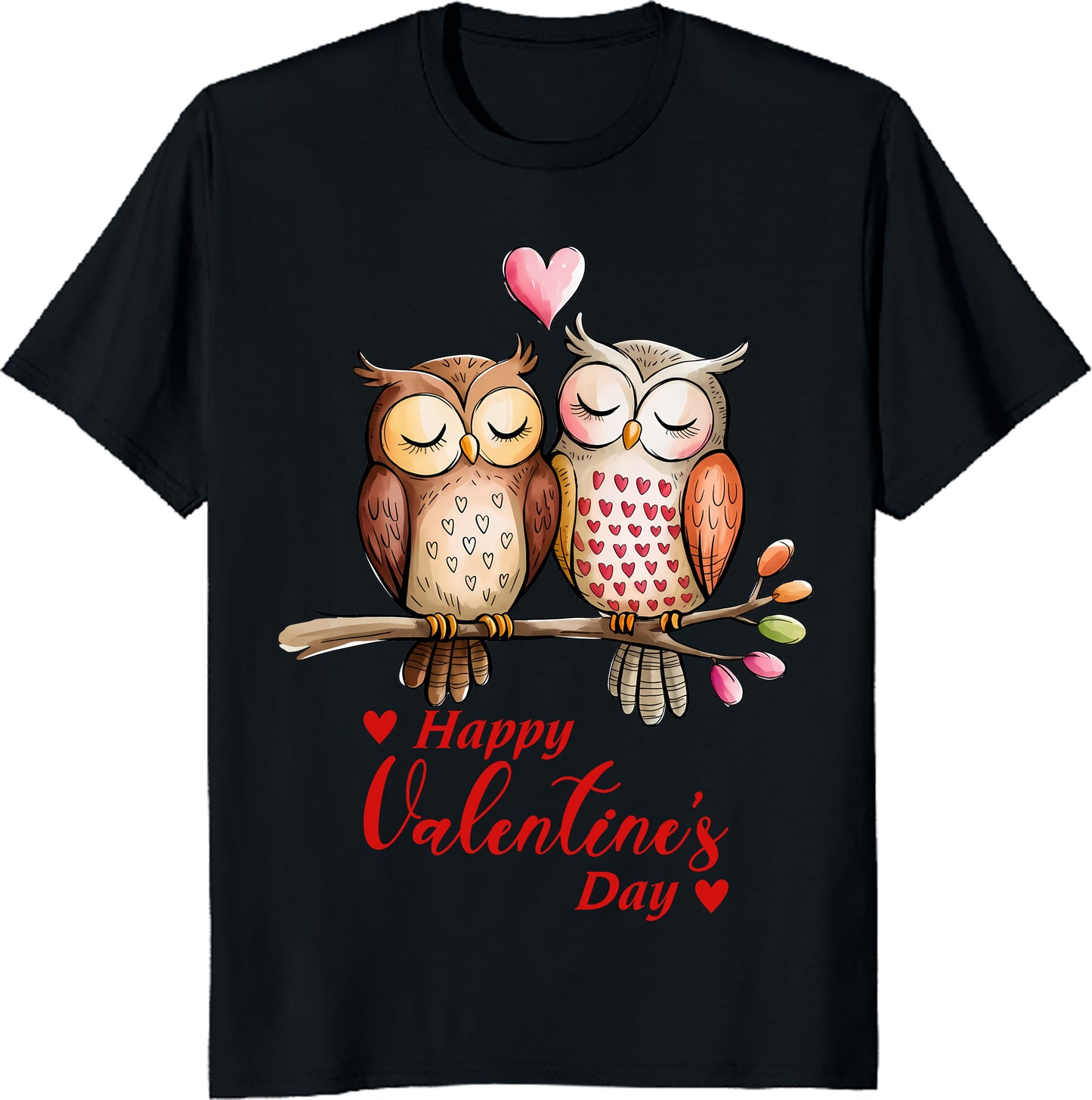 Valentine's Day Owl Love Unisex Heavy Cotton Tee