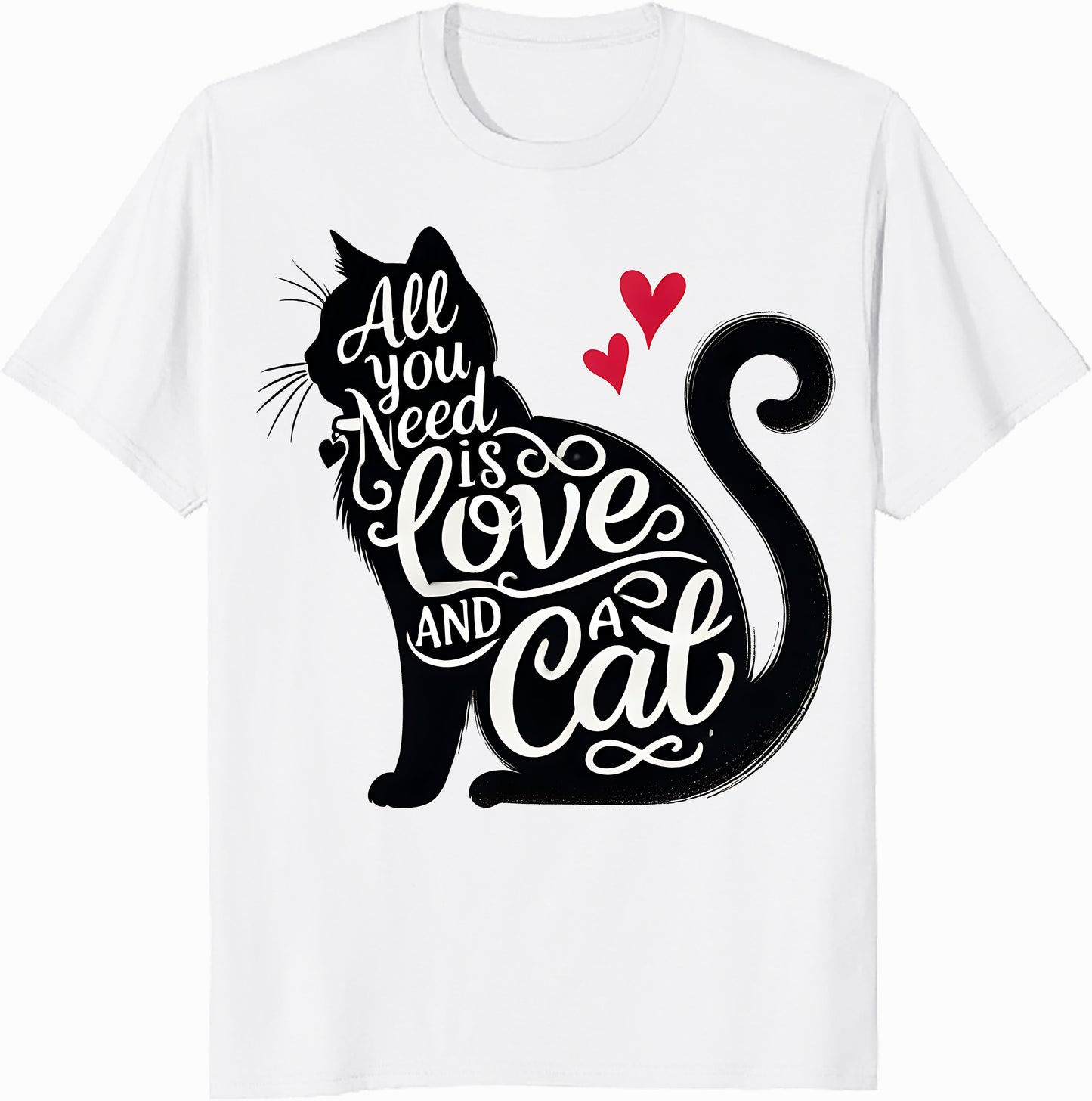 All You Need is Love and Cat Unisex Heavy Cotton Tee - Perfect for Cat Lovers