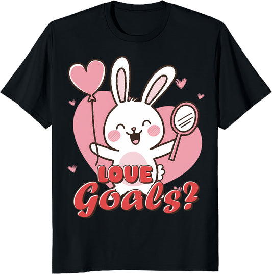 Cute Bunny Love Goals Unisex Heavy Cotton Tee - Valentine Gift