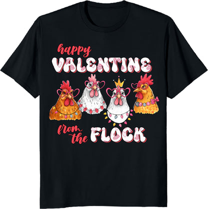 Happy Valentine's Day Chicken Flock Unisex Heavy Cotton Tee