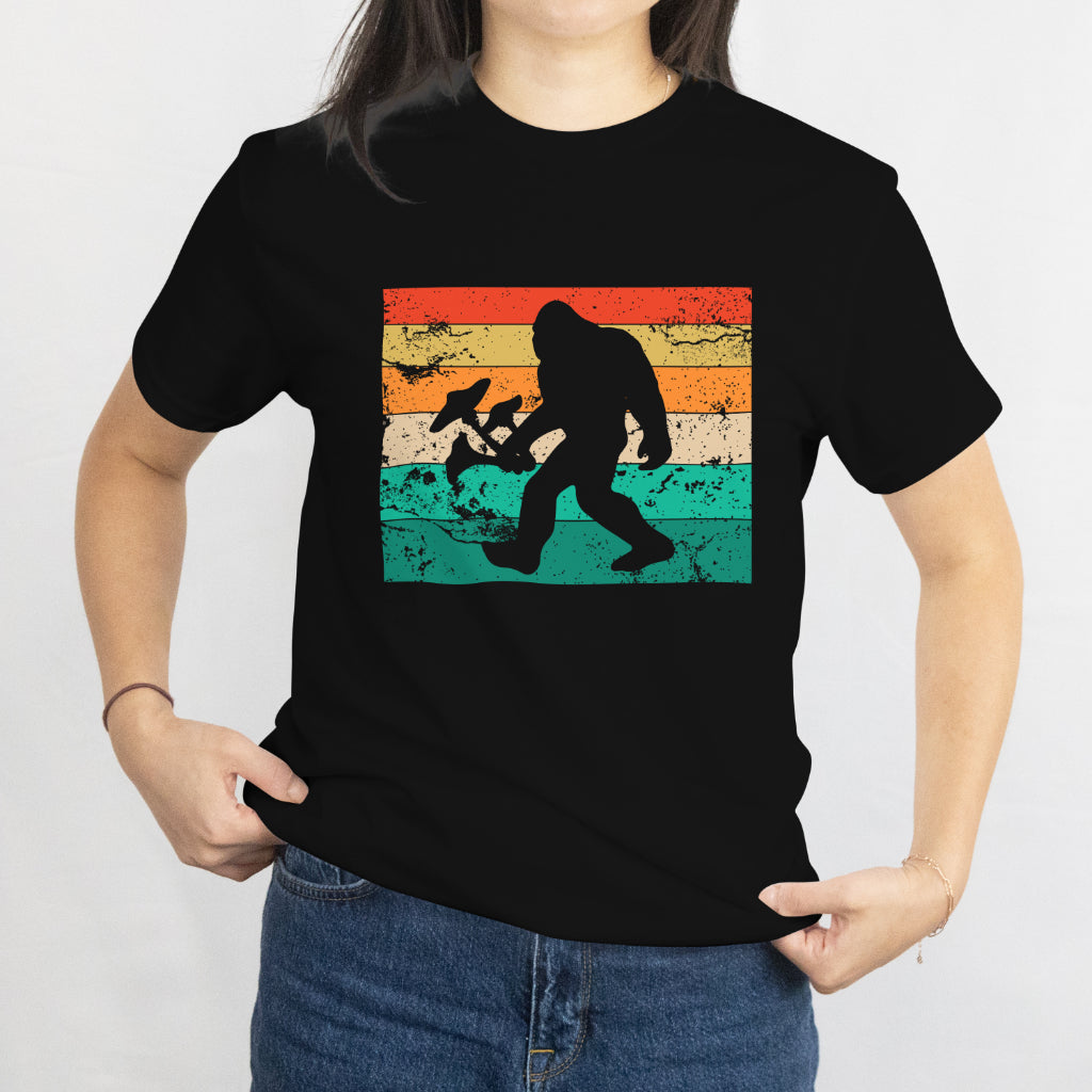 Retro Bigfoot Unisex Tee - Bigfoot with Mushrooms Aesthetic T-Shirt