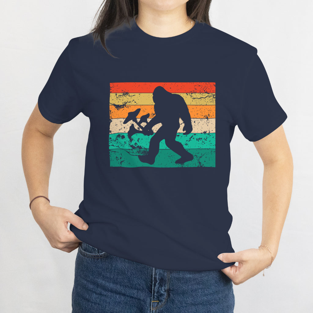 Retro Bigfoot Unisex Tee - Bigfoot with Mushrooms Aesthetic T-Shirt