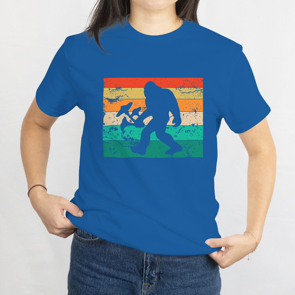 Retro Bigfoot Unisex Tee - Bigfoot with Mushrooms Aesthetic T-Shirt