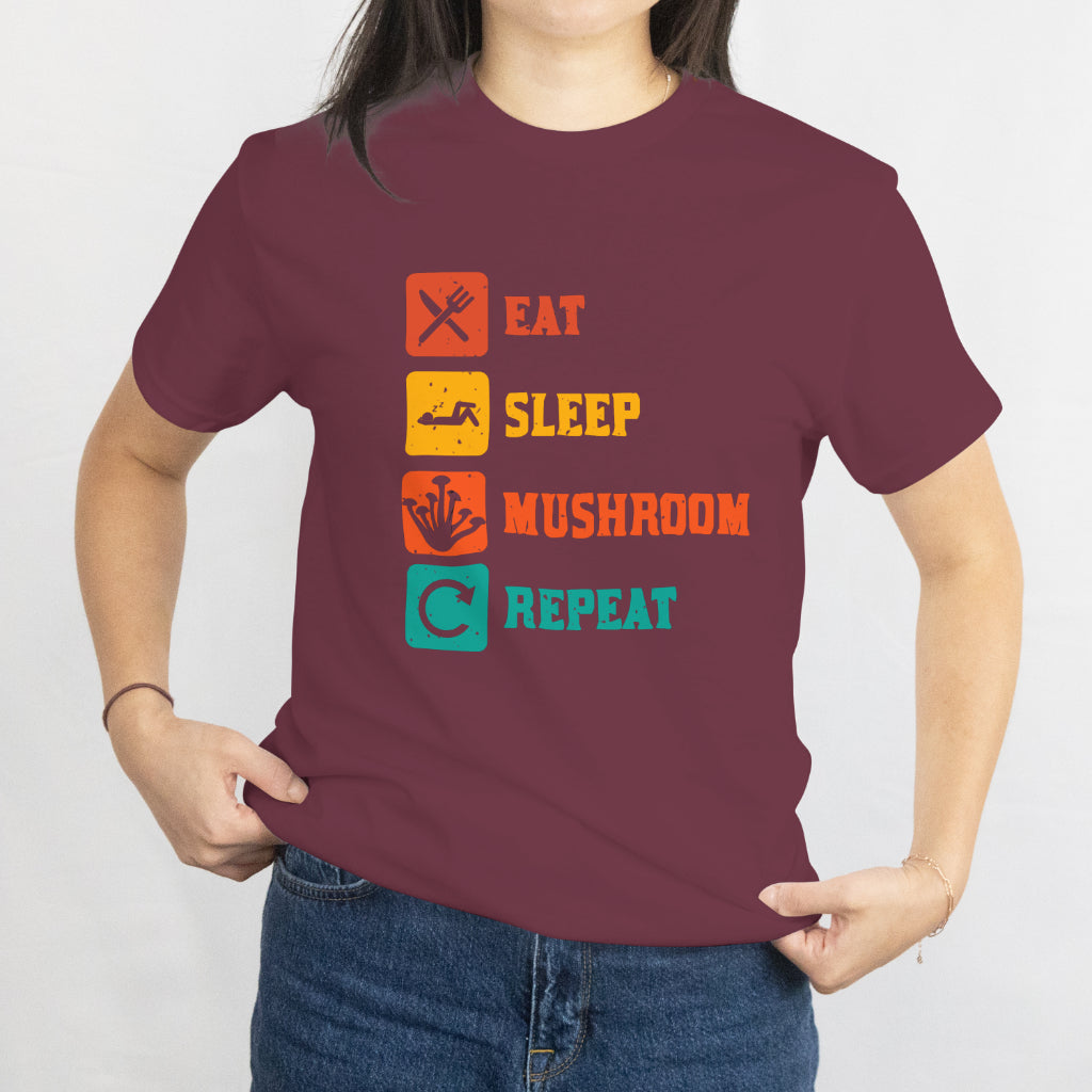 Eat Sleep Mushroom Repeat Unisex Tee - Funny Fungi Lover T-Shirt