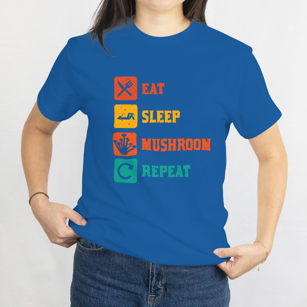 Eat Sleep Mushroom Repeat Unisex Tee - Funny Fungi Lover T-Shirt