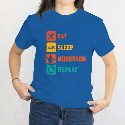 Eat Sleep Mushroom Repeat Unisex Tee - Funny Fungi Lover T-Shirt