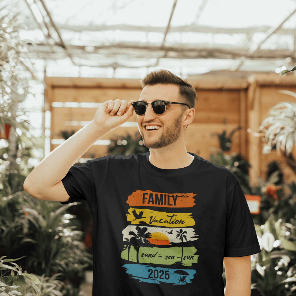 Family Vacation 2025 Unisex Tee - Sand, Sea & Sun Matching Trip Shirt