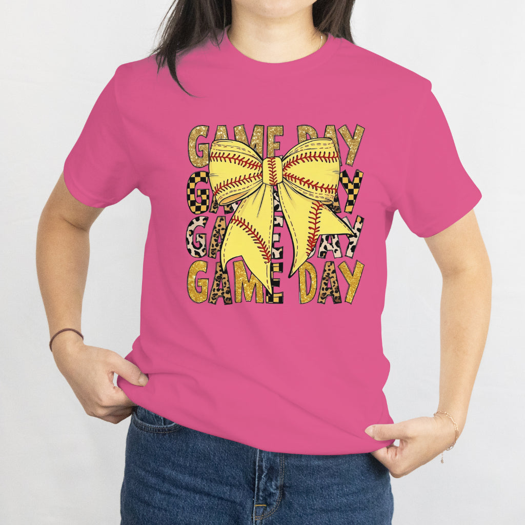 Softball Coquette Bow Unisex Tee – Cute Game Day Aesthetic Shirt