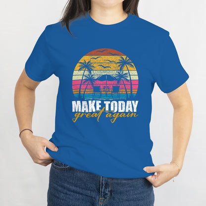 Vintage Circle Sunset Chair & Umbrella T-Shirt - Retro Beach Vacation Tee, Summer Sunset Graphic, Relaxing Holiday Shirt