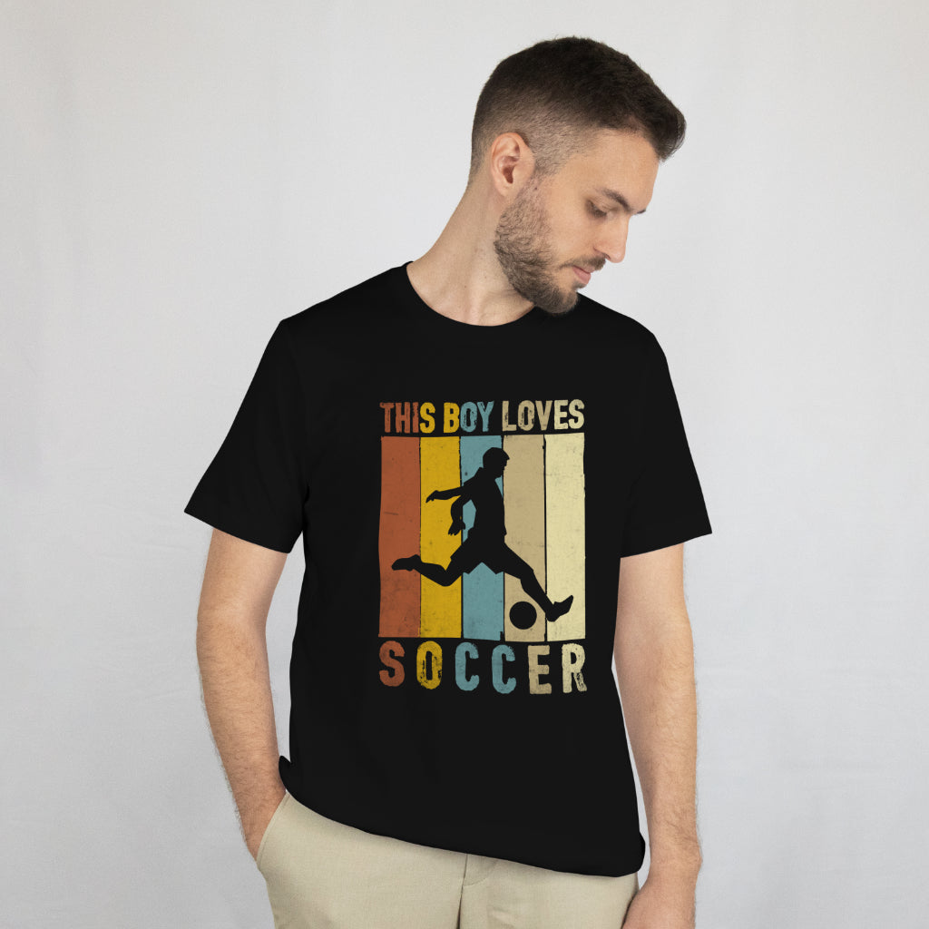 This Boy Loves Soccer Shirt - Retro Soccer Lover Tee - Vintage Sports Gift - Funny Soccer Fan T-Shirt - Unisex Tee