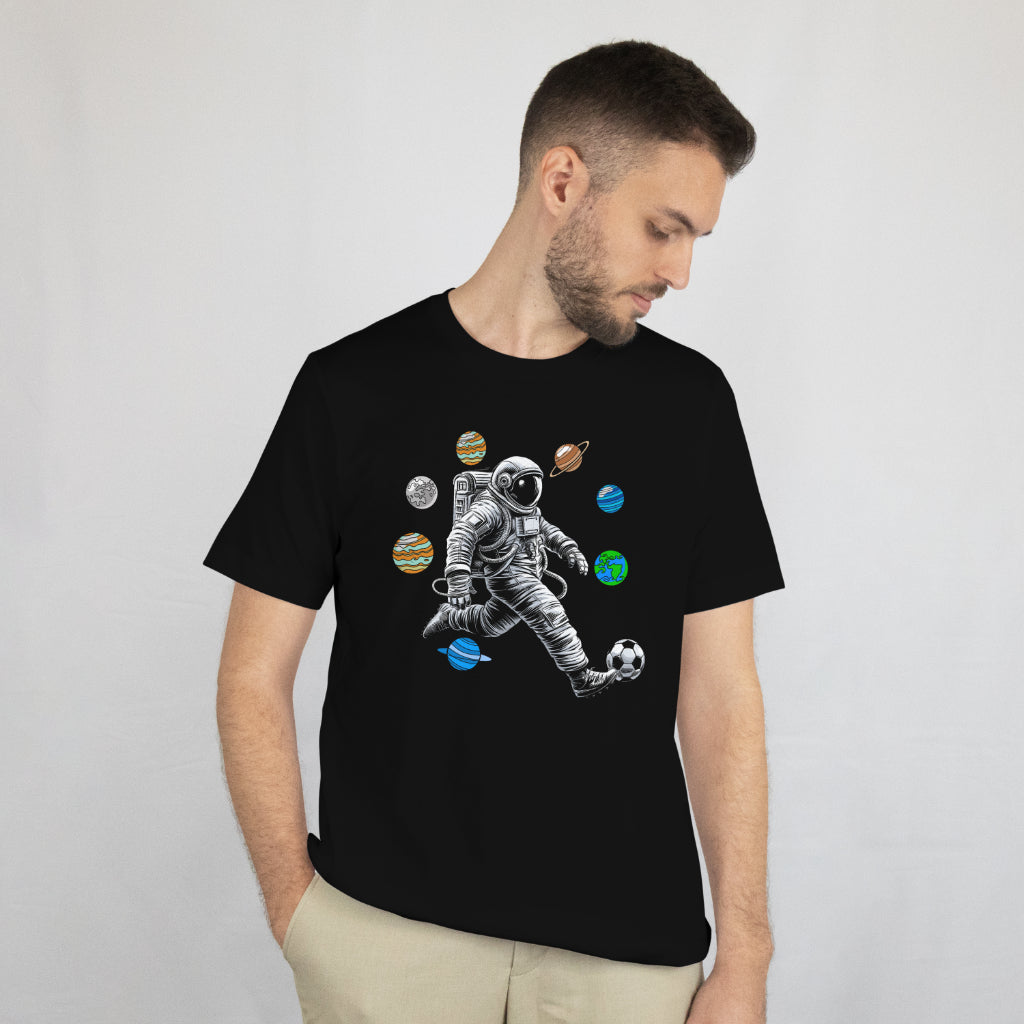 Astronaut Playing Soccer T-Shirt – Space Lover Gift, Sci-Fi Tee, Galaxy Shirt