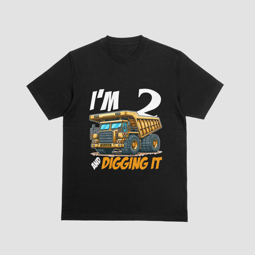 I’m 2 and Digging It. Dump Truck 2nd Birthday T-Shirt