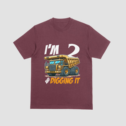 I’m 2 and Digging It. Dump Truck 2nd Birthday T-Shirt