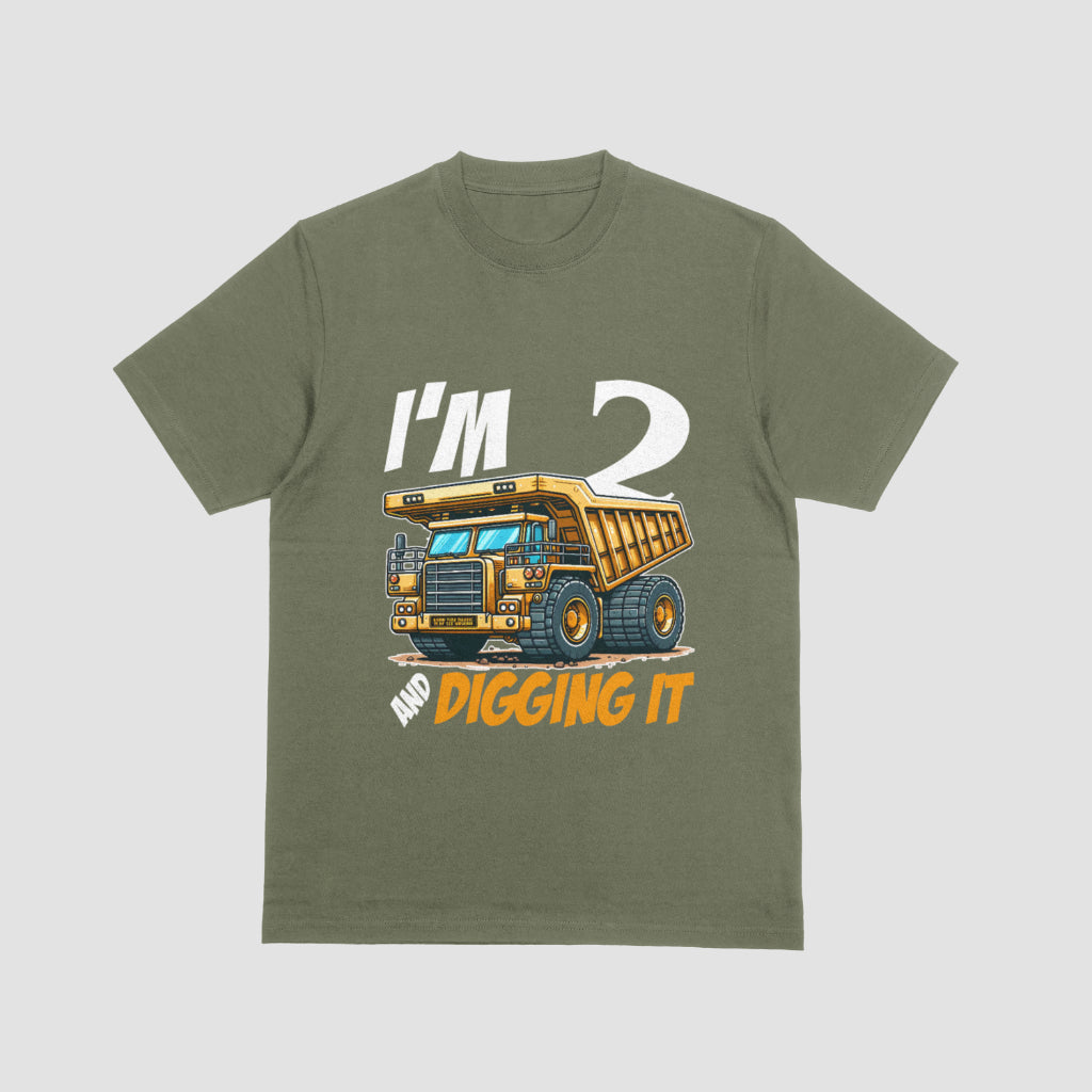 I’m 2 and Digging It. Dump Truck 2nd Birthday T-Shirt