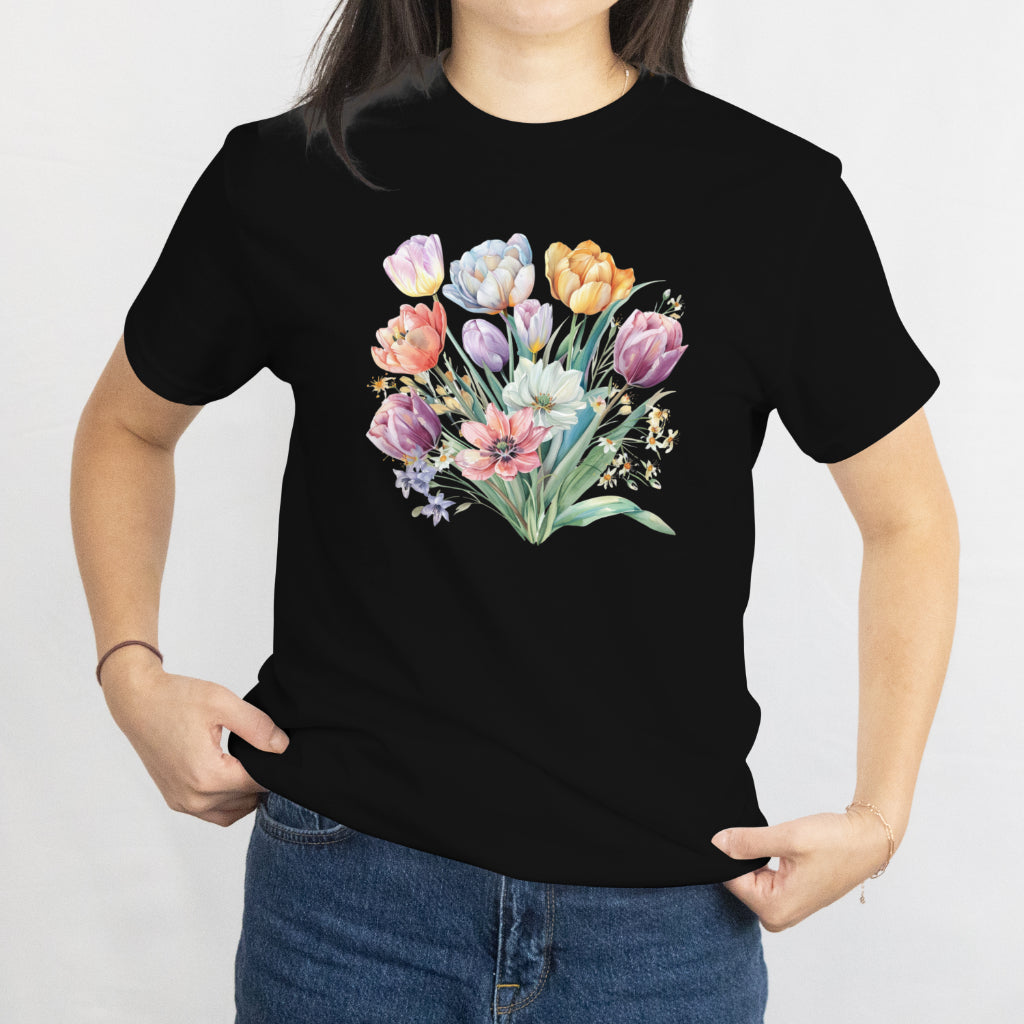 Vintage Tulip Flower Unisex Tee - Retro Floral Aesthetic T-Shirt