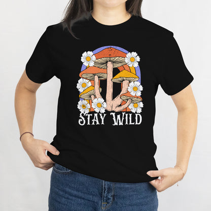 Stay Wild Mushroom Unisex Tee - Nature Lover Aesthetic T-Shirt