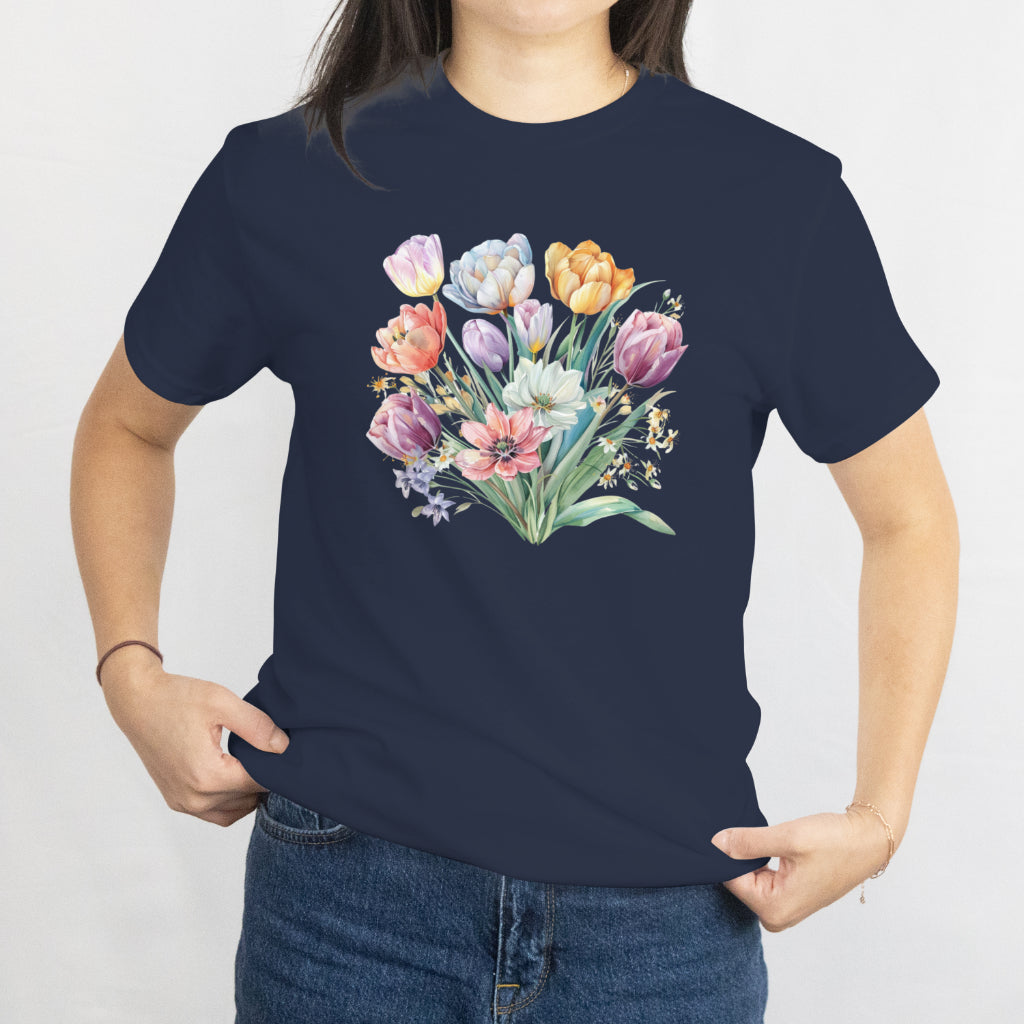 Vintage Tulip Flower Unisex Tee - Retro Floral Aesthetic T-Shirt