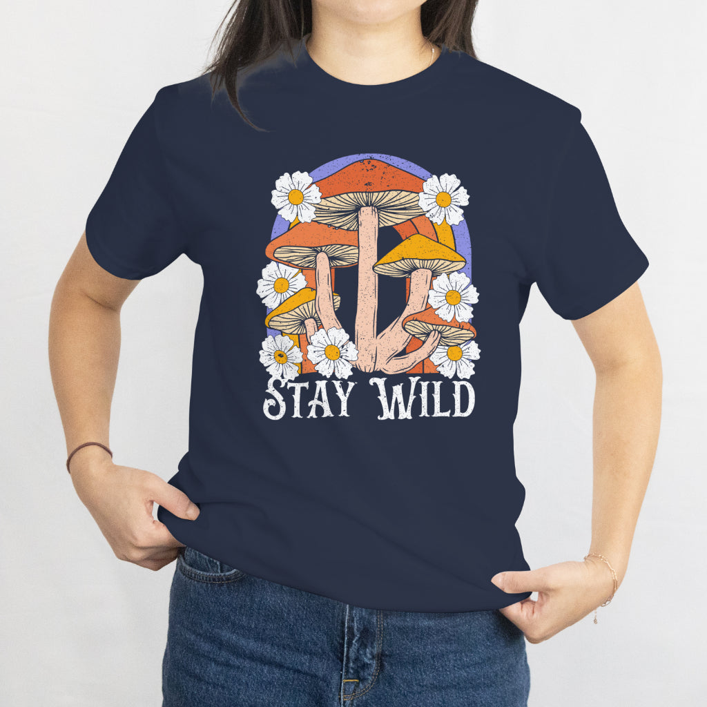 Stay Wild Mushroom Unisex Tee - Nature Lover Aesthetic T-Shirt