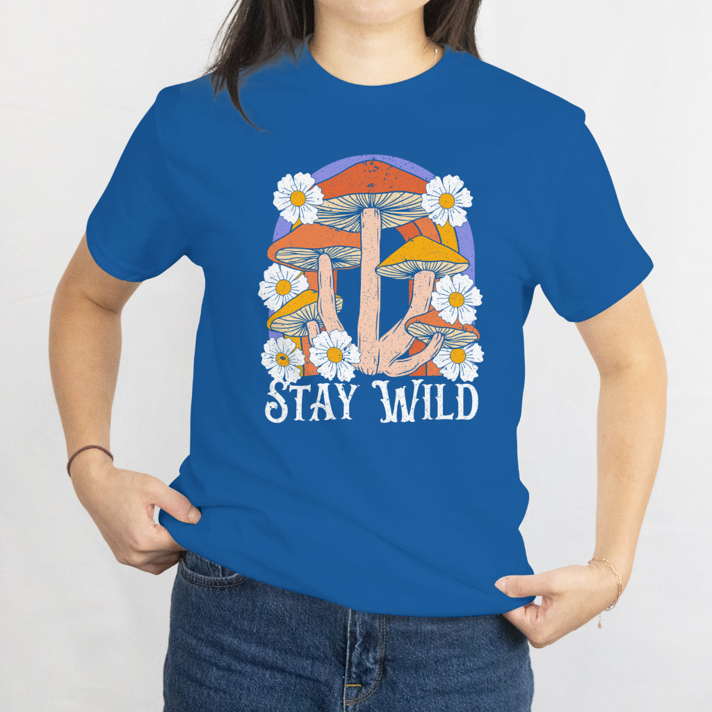 Stay Wild Mushroom Unisex Tee - Nature Lover Aesthetic T-Shirt