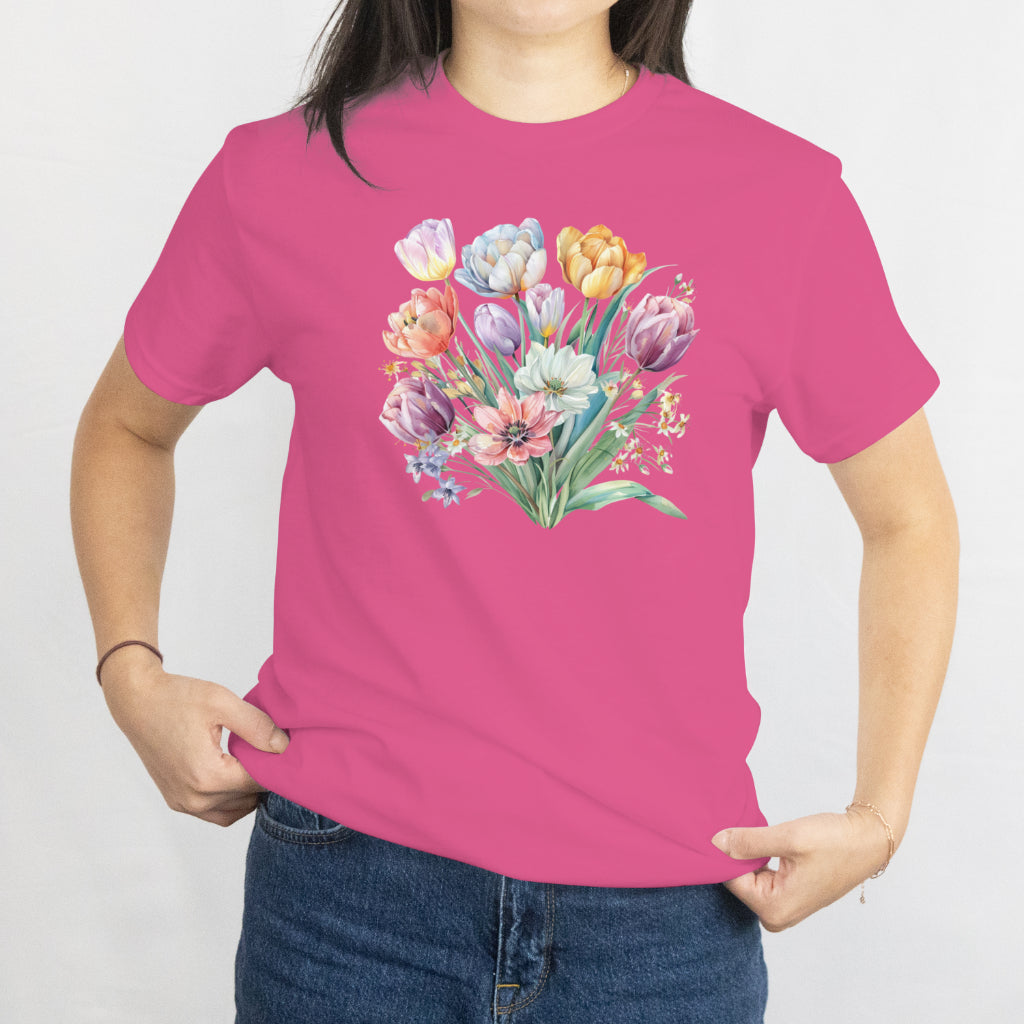 Vintage Tulip Flower Unisex Tee - Retro Floral Aesthetic T-Shirt