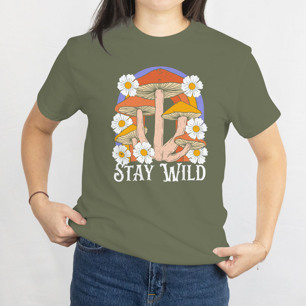 Stay Wild Mushroom Unisex Tee - Nature Lover Aesthetic T-Shirt