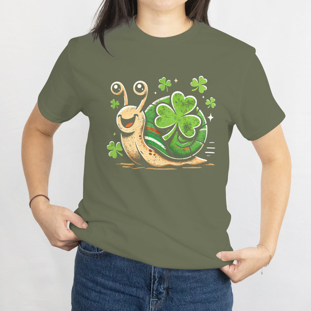 St. Patrick's Snail Delight Unisex Tee - Cute Shamrock Snail Design Shirt