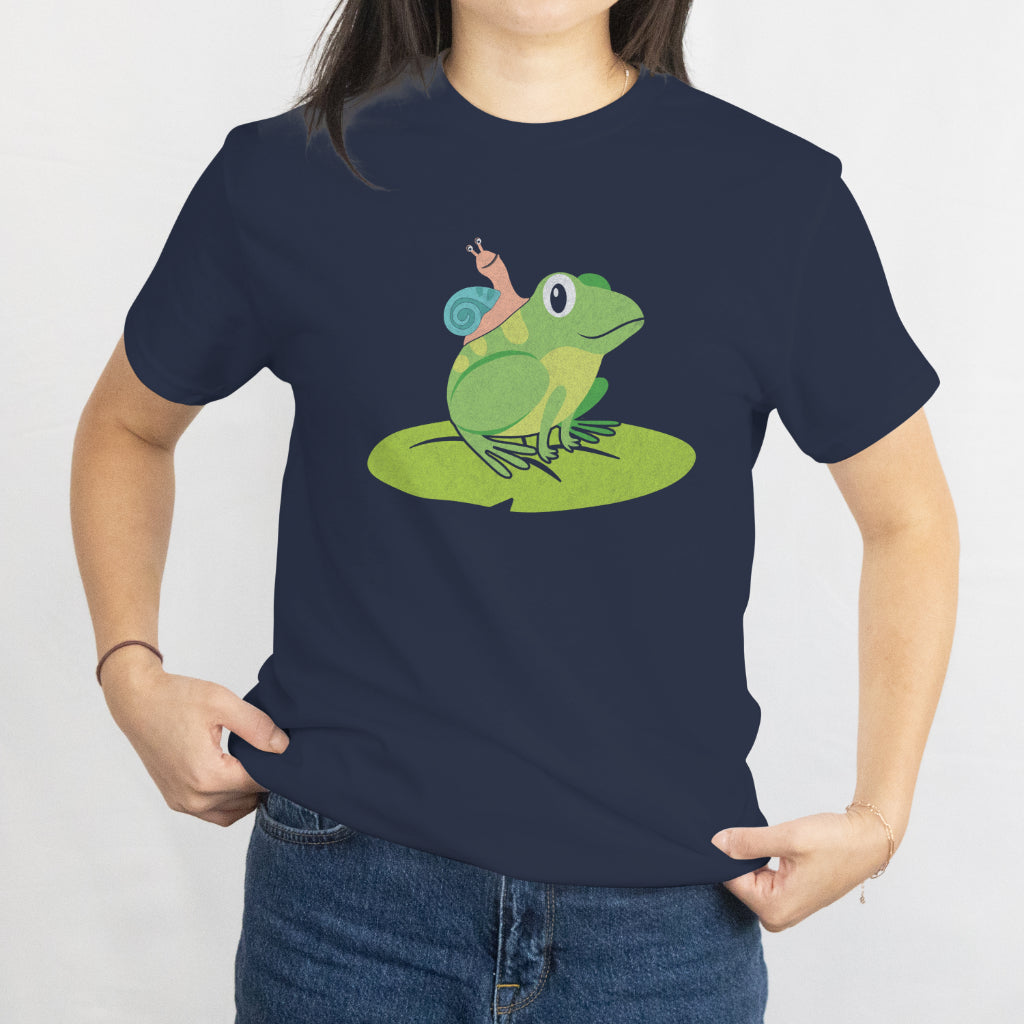 Snail Riding Turtle and Frog Unisex Tee - Funny Slow Life Animal Shirt