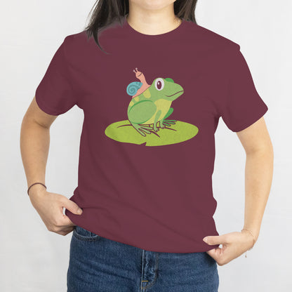 Snail Riding Turtle and Frog Unisex Tee - Funny Slow Life Animal Shirt