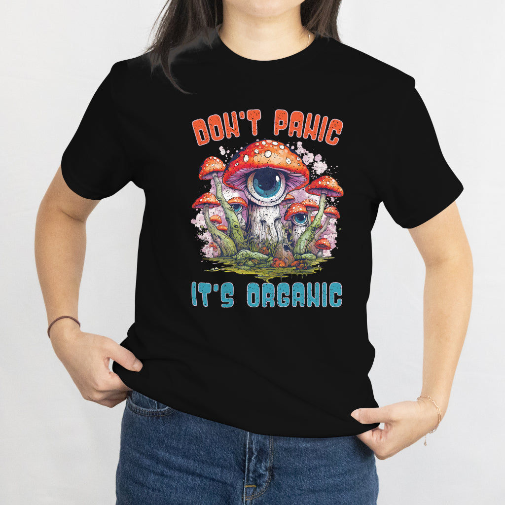 Mystical Eye in Mushroom Forest Unisex Tee - Don't Panic, It's Organic Psychedelic Shirt