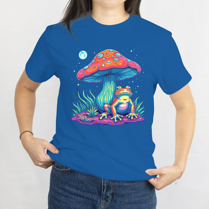 Psychedelic Frog Under Mushroom Unisex Tee - Trippy Nature T-Shirt