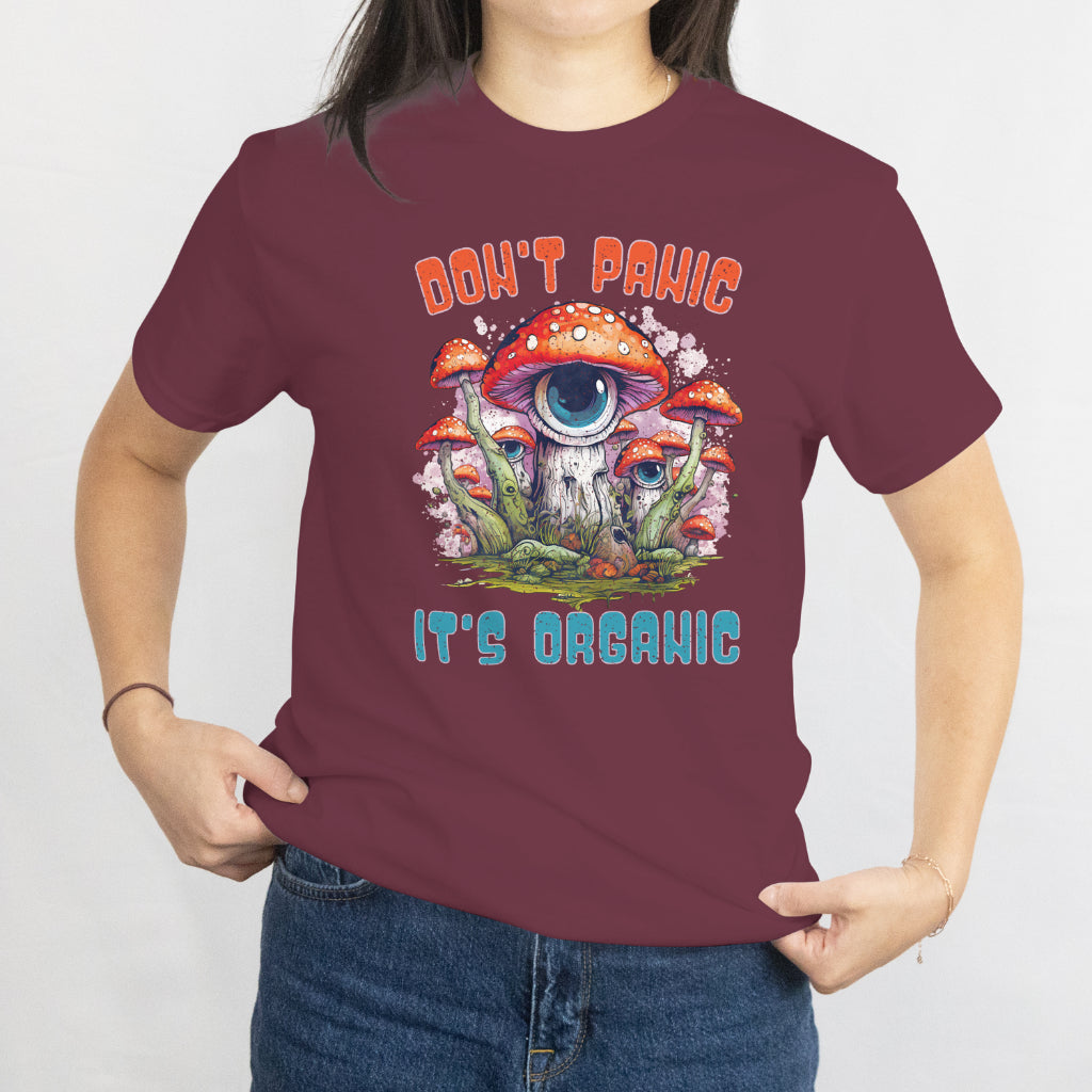 Mystical Eye in Mushroom Forest Unisex Tee - Don't Panic, It's Organic Psychedelic Shirt