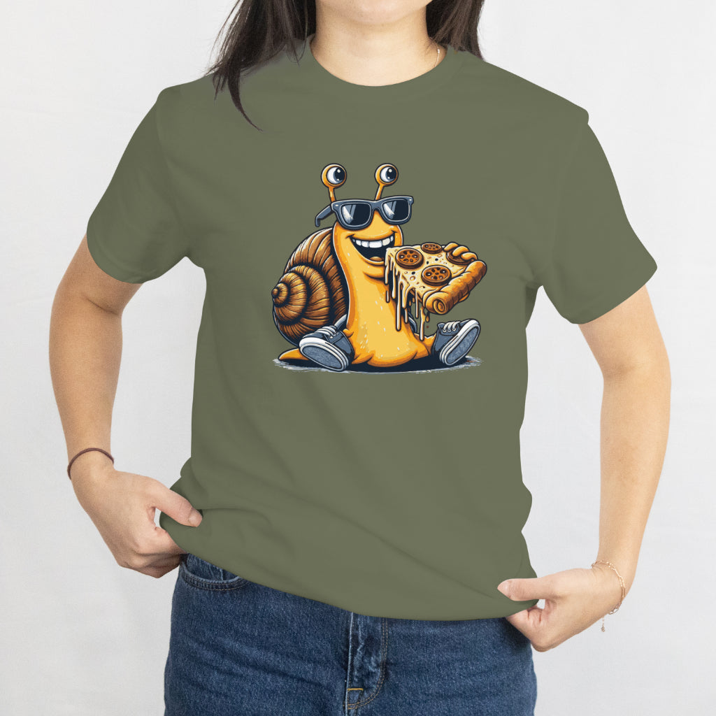 Cool Snail with Pizza Slime Unisex Tee - Funny Slow & Tasty Shirt