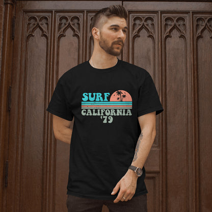 Surf California 79 T-Shirt - Retro Vintage Surfing Tee, Beach Summer Vibes, Ocean Lover Shirt, Printed in USA