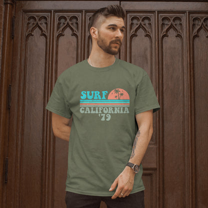 Surf California 79 T-Shirt - Retro Vintage Surfing Tee, Beach Summer Vibes, Ocean Lover Shirt, Printed in USA