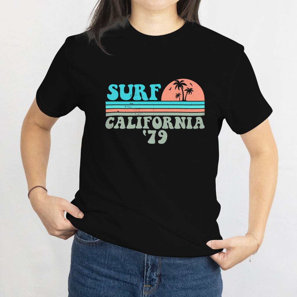 Surf California 79 T-Shirt - Retro Vintage Surfing Tee, Beach Summer Vibes, Ocean Lover Shirt, Printed in USA