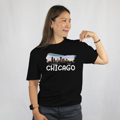 Chicago Skyline Unisex Tee - Windy City T-Shirt - Illinois Souvenir Gift - Printed in USA