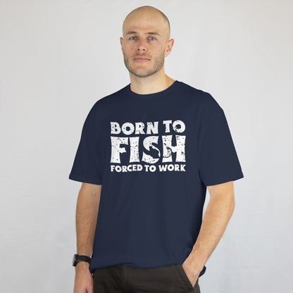 Born To Fish Forced To Work T-Shirt - Funny Bass Fishing Tee, Fisherman Gift, Outdoorsmen Shirt, Printed in USA