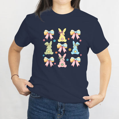 Bunny Easter Coquette Bow Unisex Tee – Cute Rabbit Aesthetic Shirt