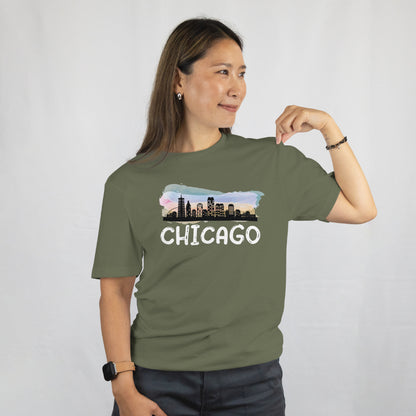 Chicago Skyline Unisex Tee - Windy City T-Shirt - Illinois Souvenir Gift - Printed in USA