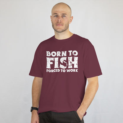 Born To Fish Forced To Work T-Shirt - Funny Bass Fishing Tee, Fisherman Gift, Outdoorsmen Shirt, Printed in USA