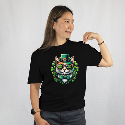 St. Patrick's Day Cat Unisex Tee – Irish Clover Lucky Cat Shirt