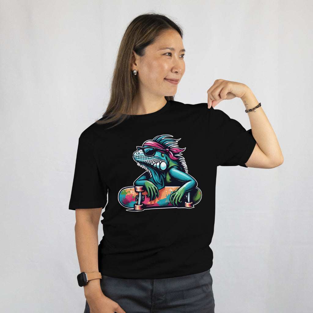 Cool Iguana Skateboard T-Shirt, Funny Skater Unisex Tee, Reptile Lover Gift, Skateboarding Lizard Shirt, Printed in USA